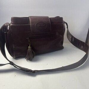 American Angel Brown Leather Crossbody Bag With Tassel Accent & Adjustable Strap